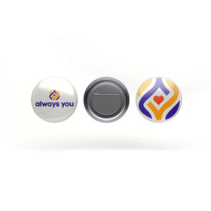 pins with the Always You logo & signature swirls graphic logo